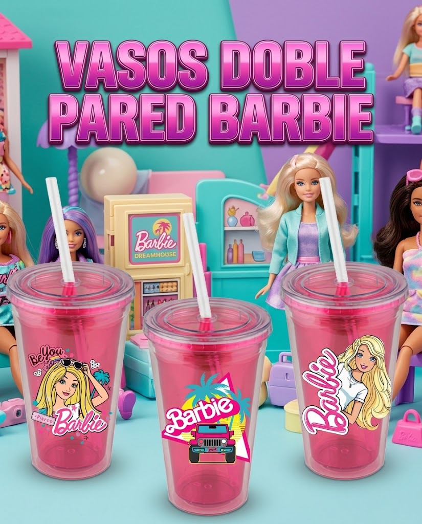 Vaso doble pared Barbie 16 oz